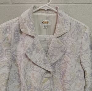 Talbots Two Piece Skirt Suit - Paisley Design- White & Lilac, size 6